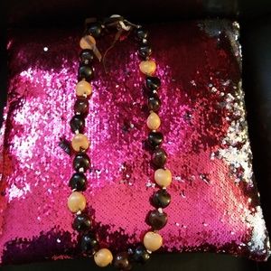 Brown and black extra long necklace